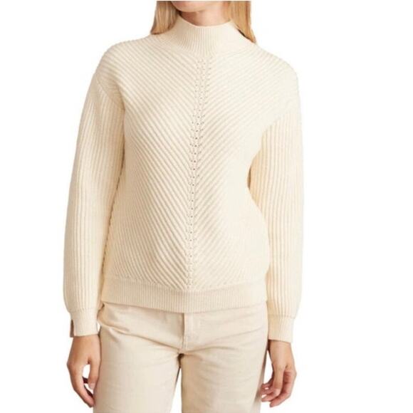 Marine Layer Cotton Wool Skylar Turtleneck Sweater Ivory XL NWT - Picture 3 of 9